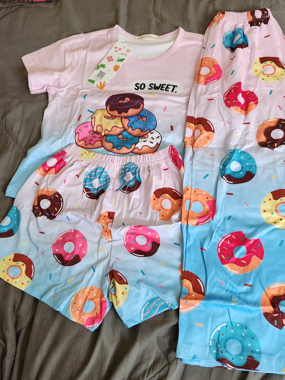 Kids Pink & Blue Donut Pajama Set – 'So Sweet' Two-Piece Set